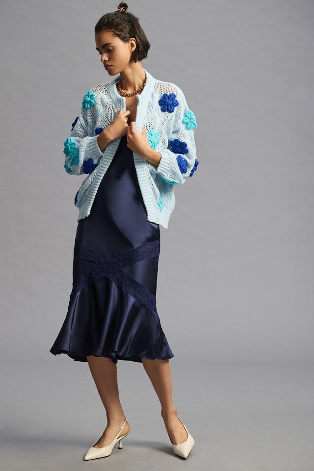 Maeve Floral Appliqué Cardigan Sweater #3