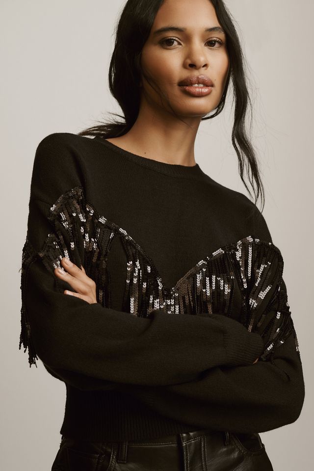 By Anthropologie Sequin Fringe Pullover Sweater | Anthropologie