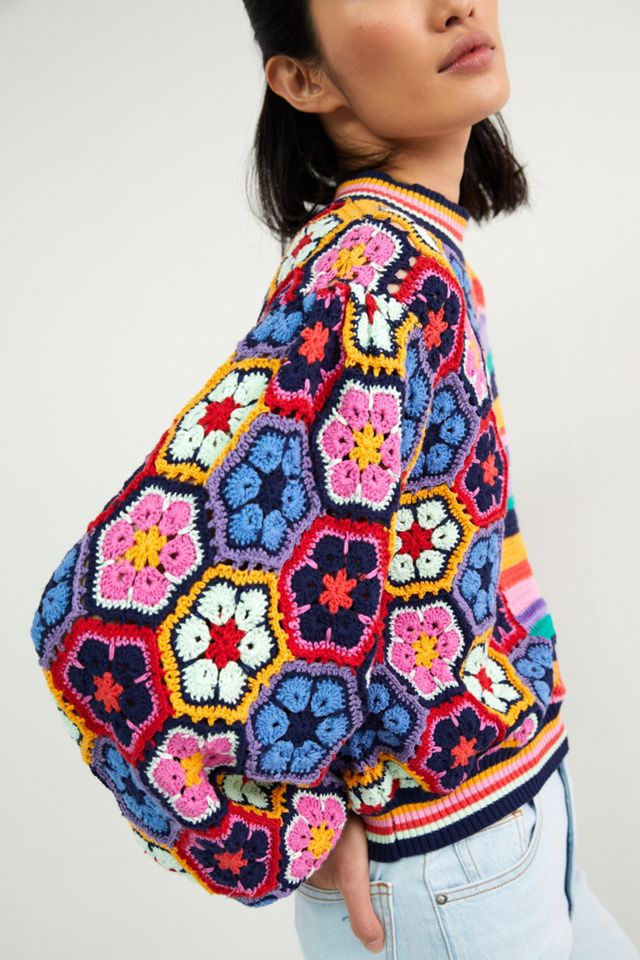 Farm Rio Crochet Contrast Sweater #2
