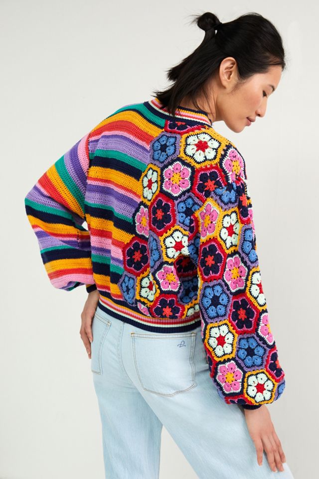 Farm Rio Crochet Contrast Sweater #3