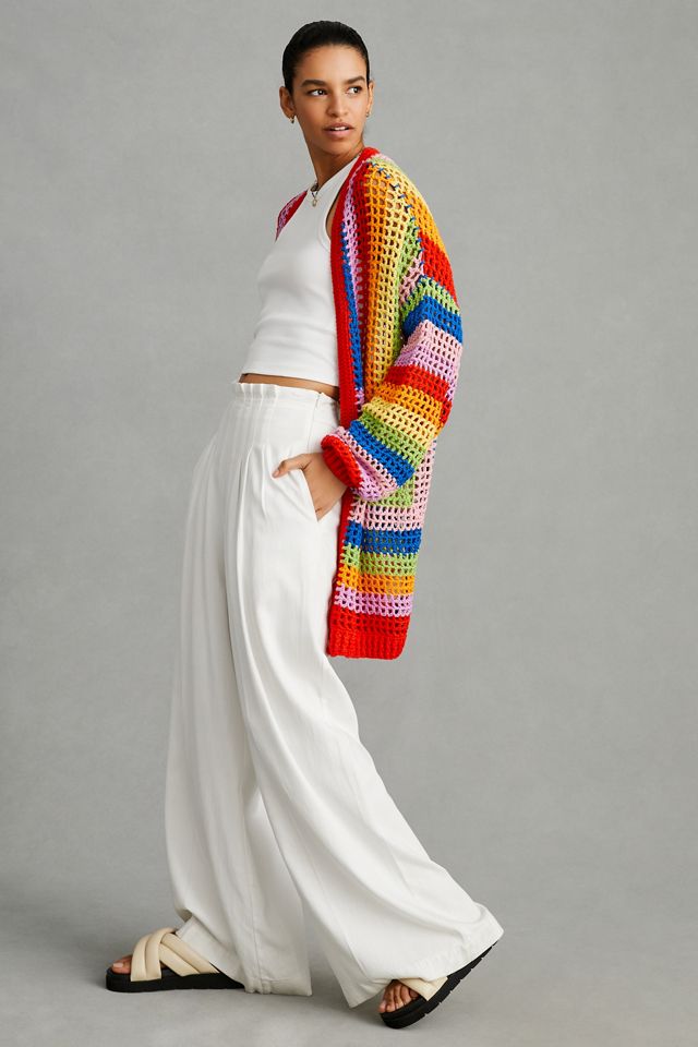 Farm Rio Rainbow Crochet Cardigan Sweater #2