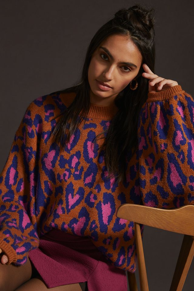 Farm Rio Leopard Pop Sweater | Anthropologie