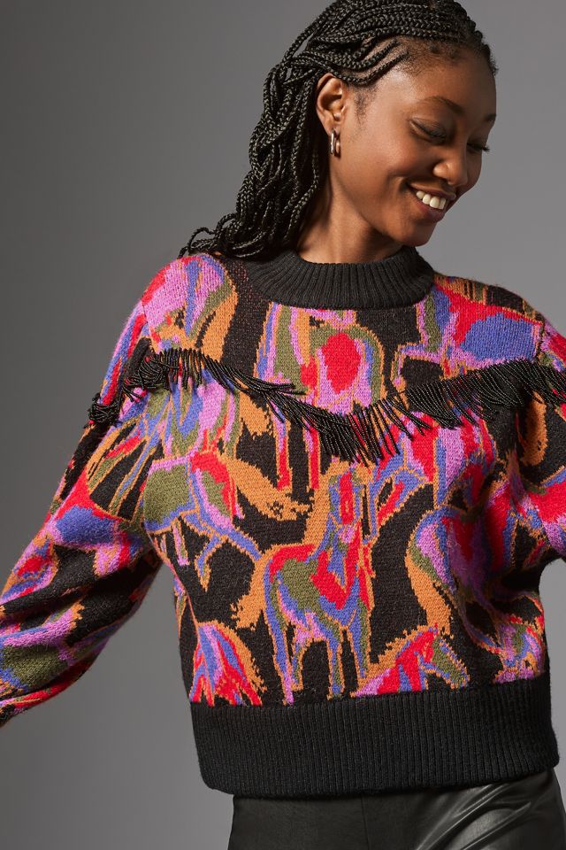 Farm Rio Horses Fringe Sweater #1
