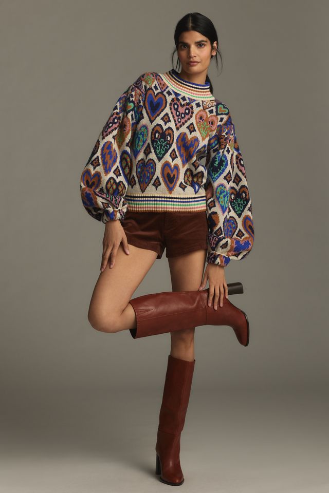 Farm Rio Hearts Ikat Pullover Sweater  #2