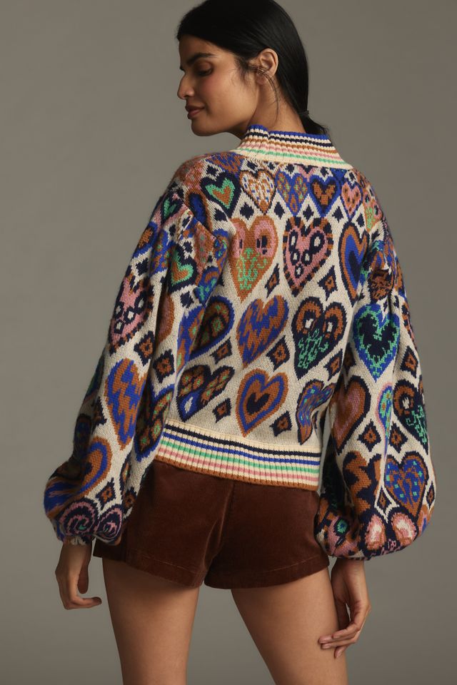 Farm Rio Hearts Ikat Pullover Sweater  #3