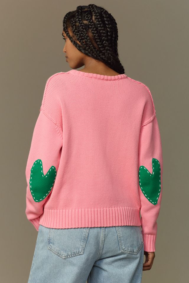 Kerri Rosenthal Embroidered Heart Patch Sweater | Anthropologie