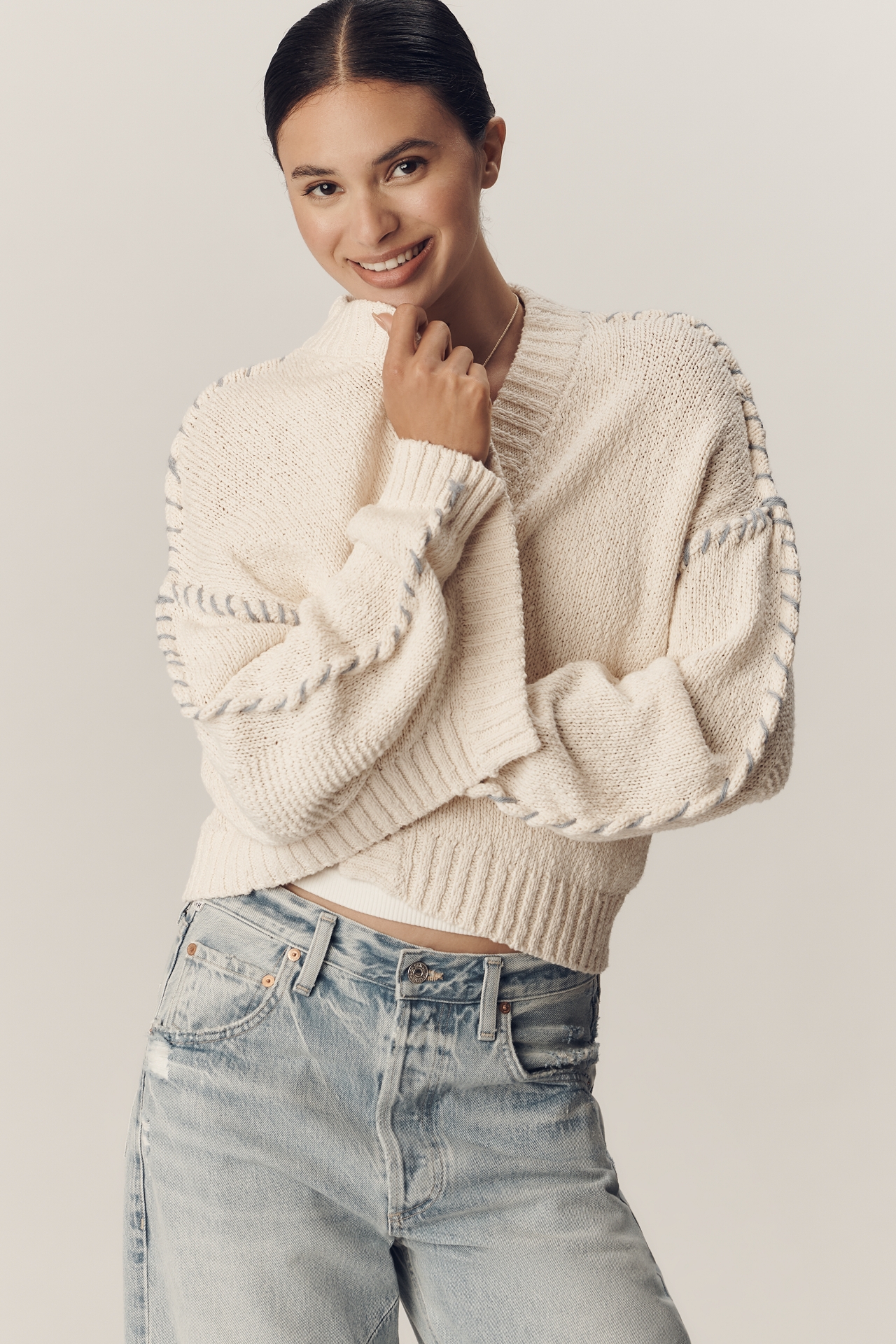 Kerri Rosenthal Sienna Whipstitch Cardigan Sweater