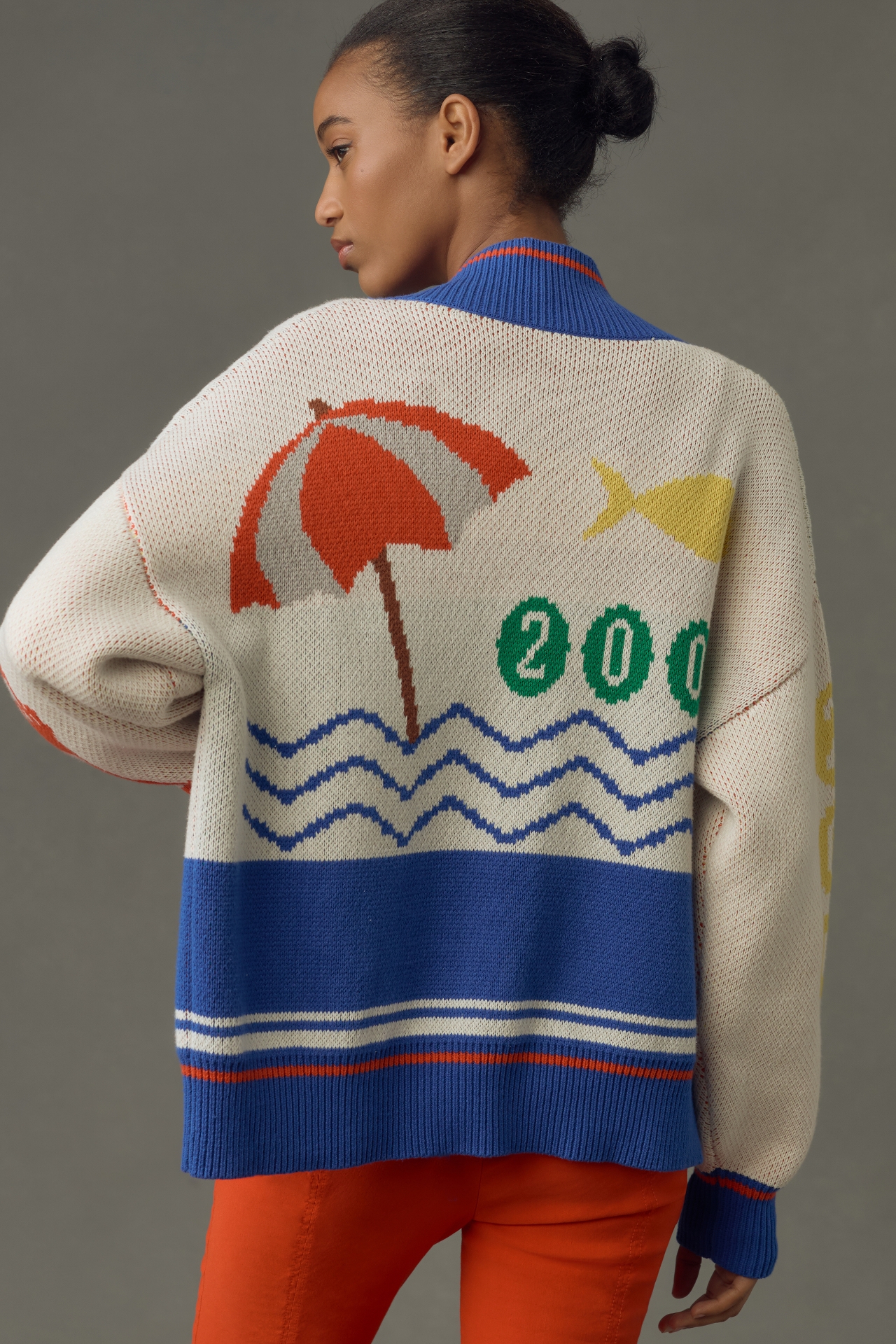 Hunter Bell Kyle Sailboat Zip-Up Cardigan Sweater