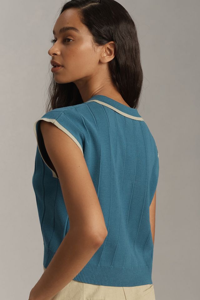 Flat White Collared Sweater Vest #1
