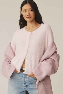 ANTHROPOLOGIE Akemi + Kin Tallulah Eyelash Cardigan Sweater Pink OS One offers Size