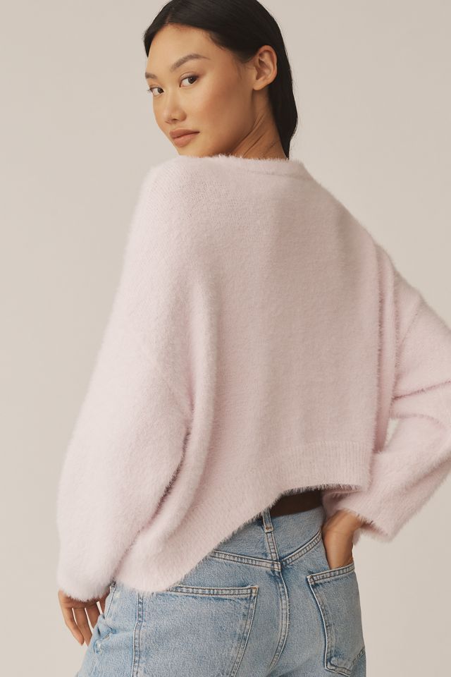 Flat White Eyelash Cardigan Sweater #1