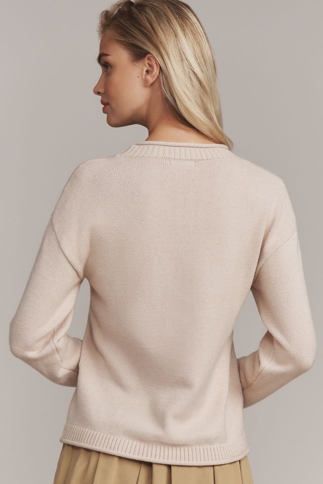 Flat White Crew-Neck Dog Icon Sweater #2