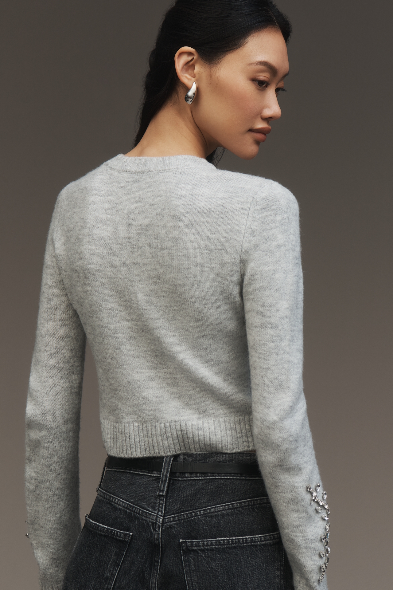 NVLT Embellished Crew-Neck Cardigan Sweater