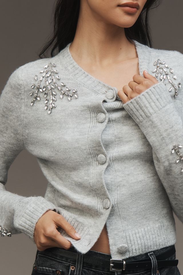NVLT Embellished Crew-Neck Cardigan Sweater #4
