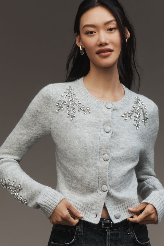 NVLT Embellished Crew-Neck Cardigan Sweater #1