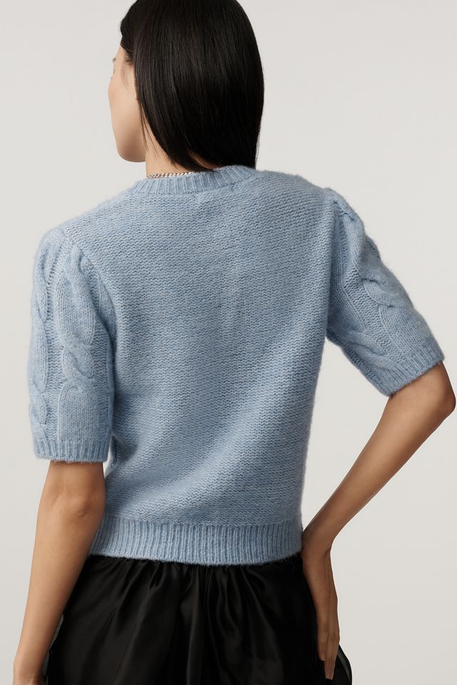 Ellen Tracy Short-Sleeve Cable-Knit Sweater #1