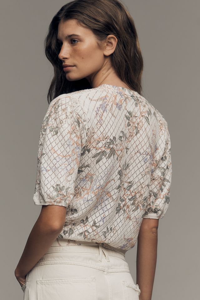 Ellen Tracy Short-Sleeve V-Neck Floral Cardigan Sweater #1