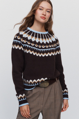 Hunter Fair Isle Sweater In Brown