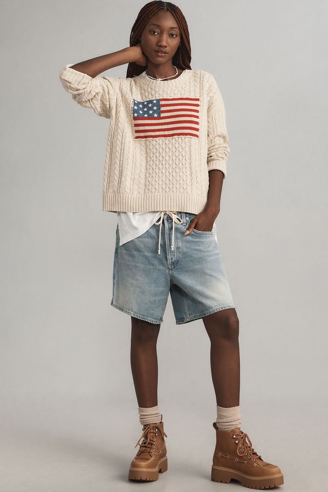 Denimist American Flag Crew-Neck Cable Sweater #3