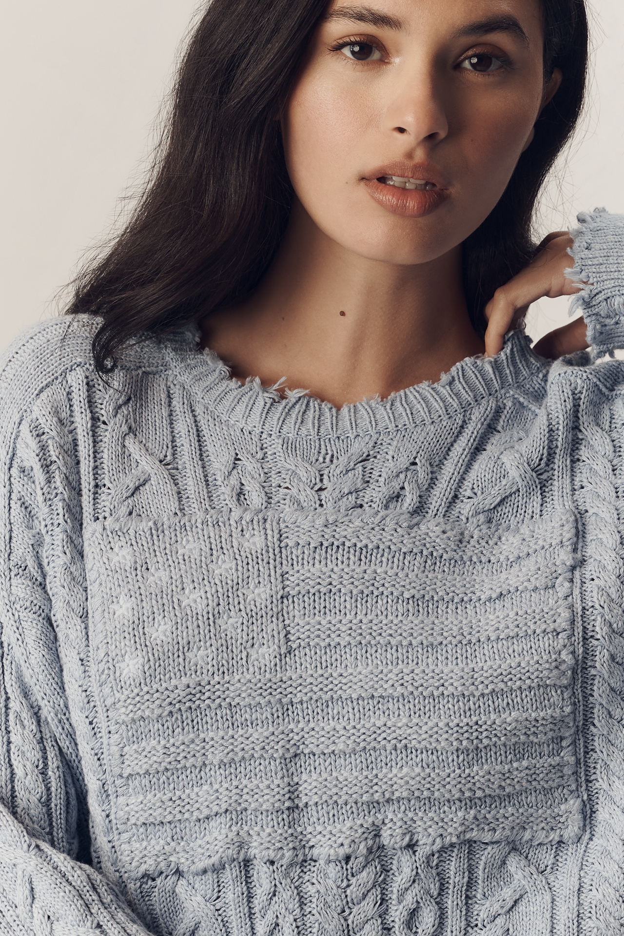 Denimist Oversized Crop Flag Sweater