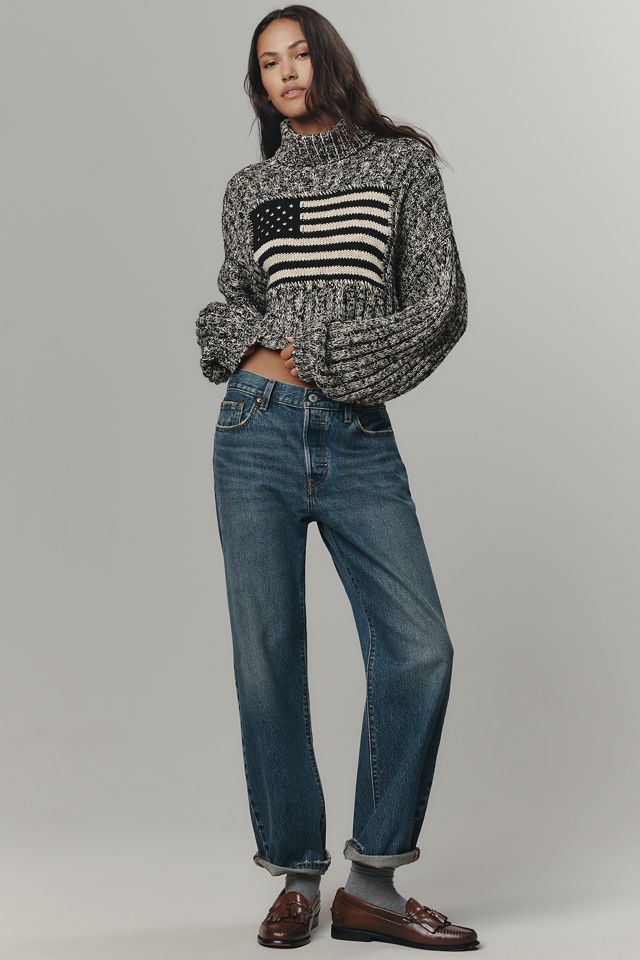 Denimist American Flag Cropped Turtleneck Sweater #1