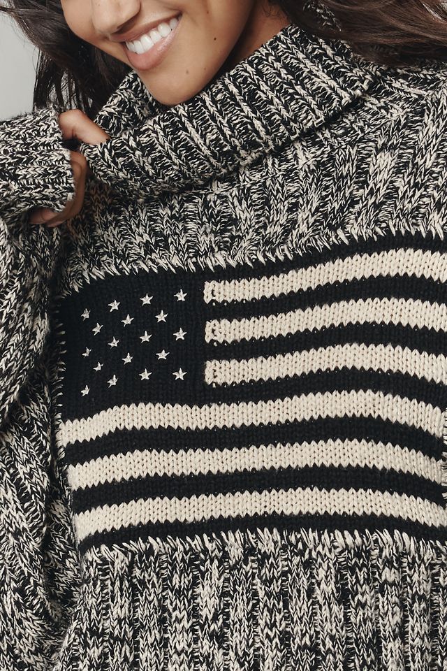 Denimist American Flag Cropped Turtleneck Sweater #2