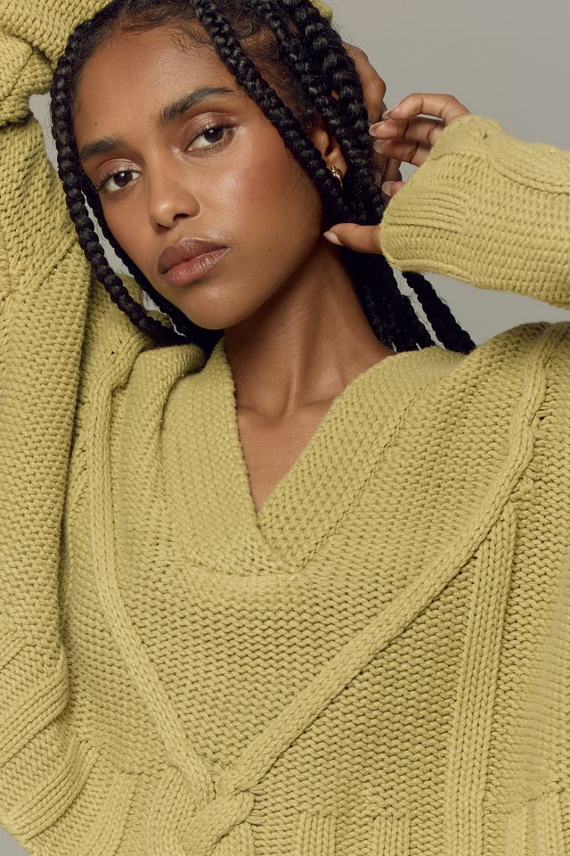 Pilcro Deep-V Cable Sweater #3