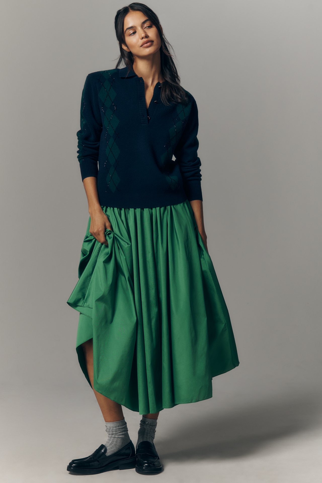 Retrofete Nicolina Embellished Cashmere Blend Polo Sweater