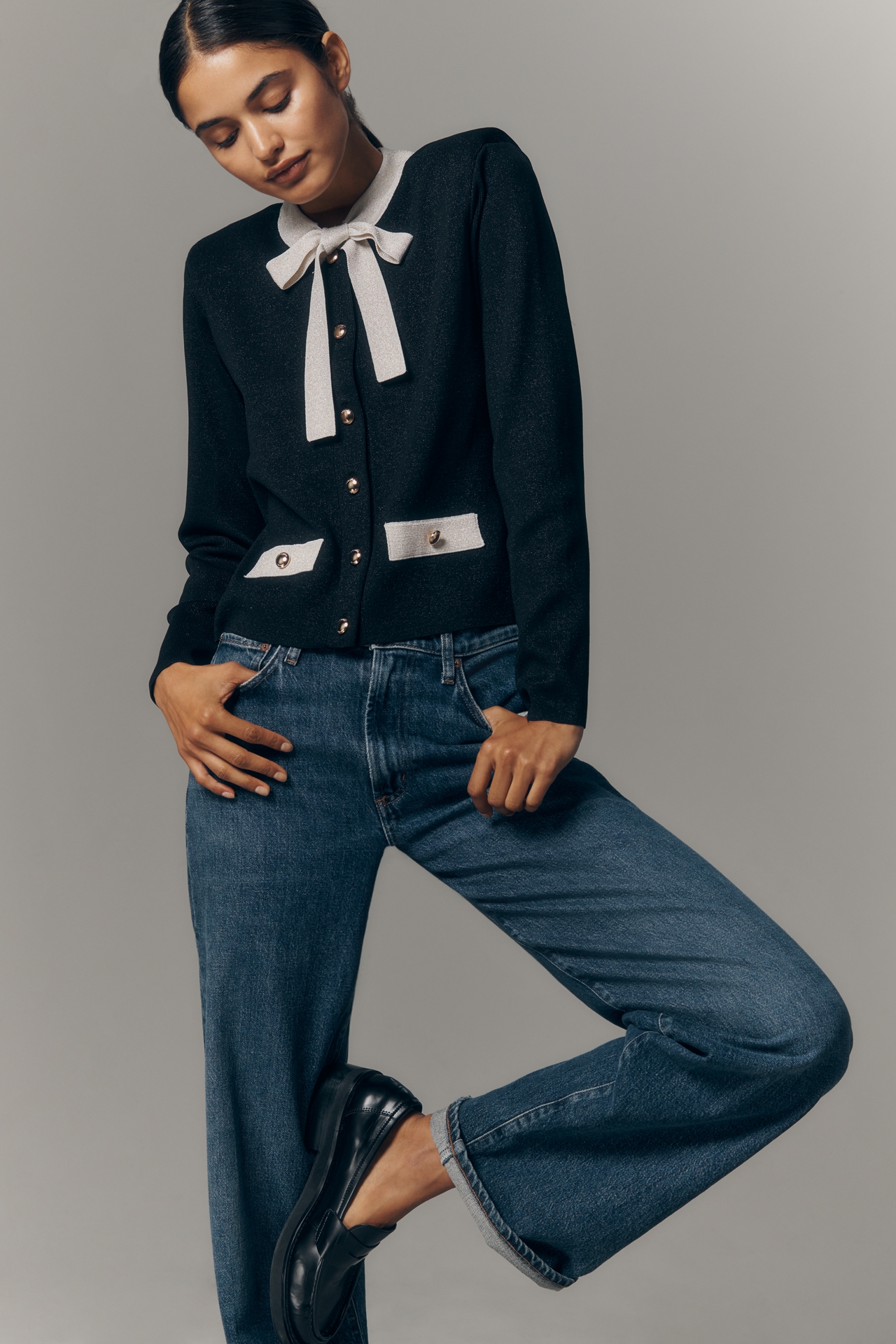 Retrofete Virginie Neck-Tie Cardigan Sweater