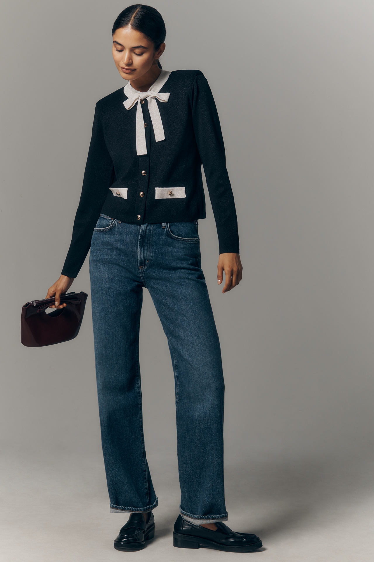 Retrofete Virginie Neck-Tie Cardigan Sweater