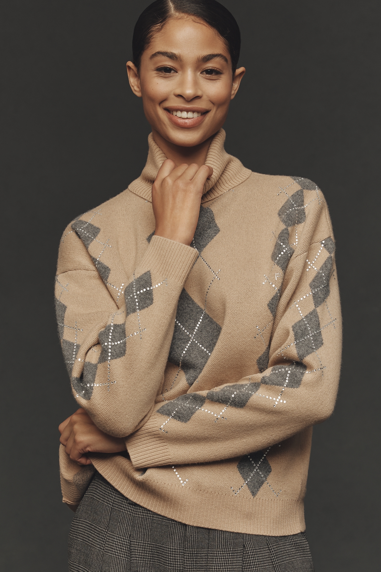 Retrofete Alberte Wool Cashmere Argyle Sweater