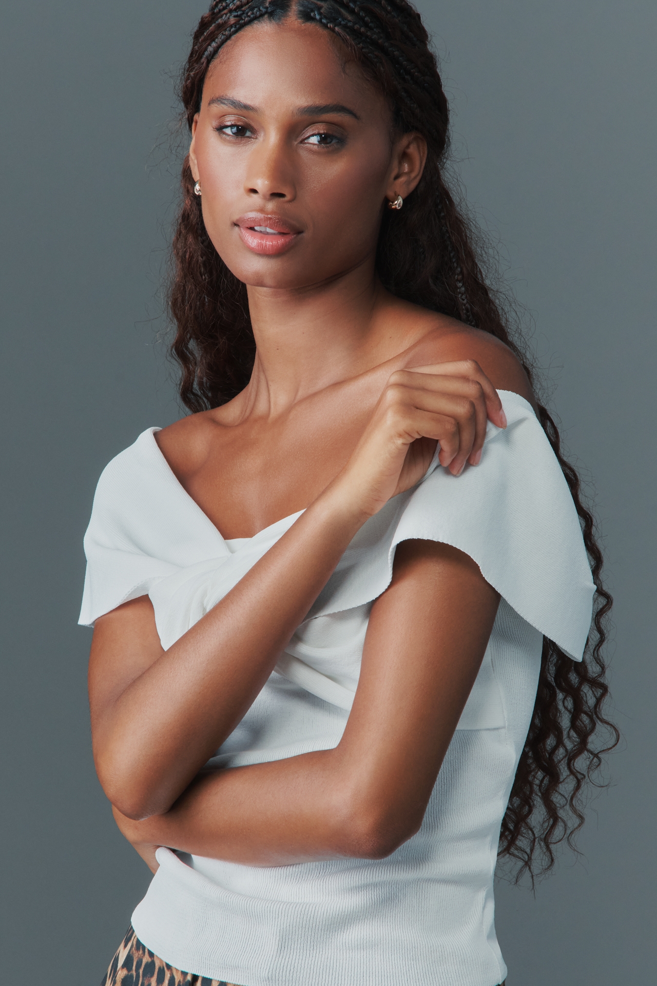 By Anthropologie Knit Off-Shoulder Tank Top