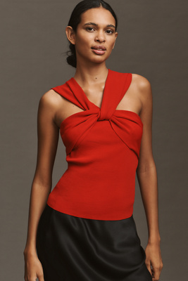 By Anthropologie Knit Off-shoulder Tank Top In Red