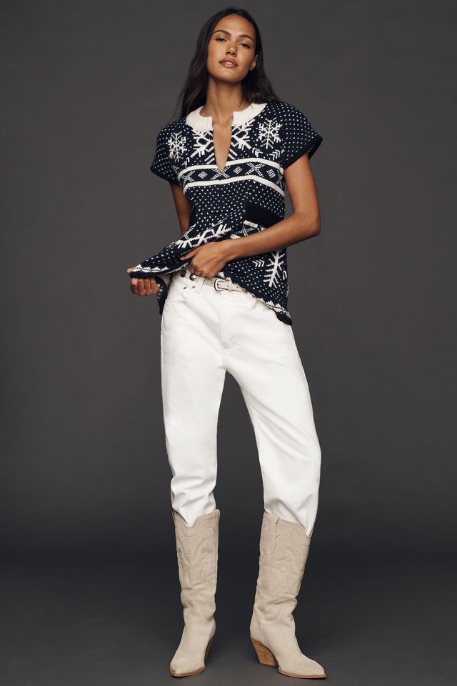 By Anthropologie Mock-Neck Short-Sleeve Peplum Sweater #1