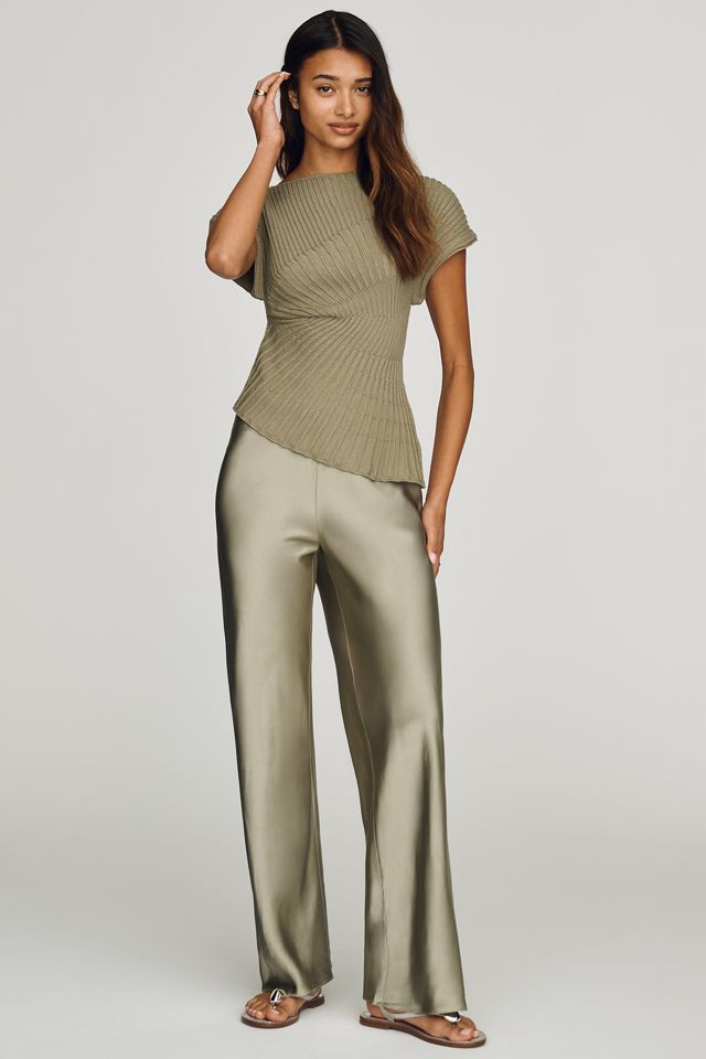 By Anthropologie Asymmetric Ribbed Short-Sleeve Sweater #2