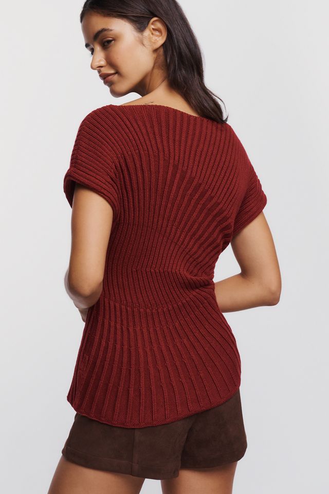By Anthropologie Celia Asymmetric Ribbed Sweater #3