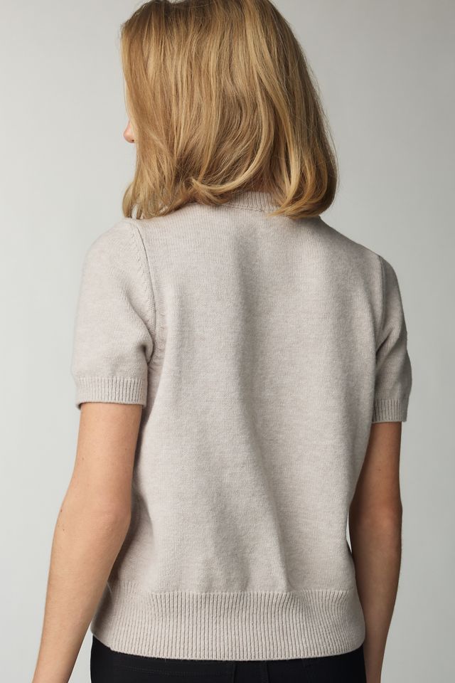 Maeve Short-Sleeve Crew-Neck Cardigan Sweater #1