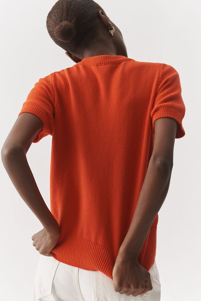 Maeve Short-Sleeve Crew-Neck Cardigan Sweater #1