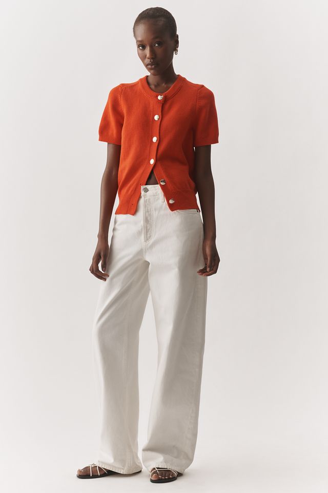 Maeve Short-Sleeve Crew-Neck Cardigan Sweater #2