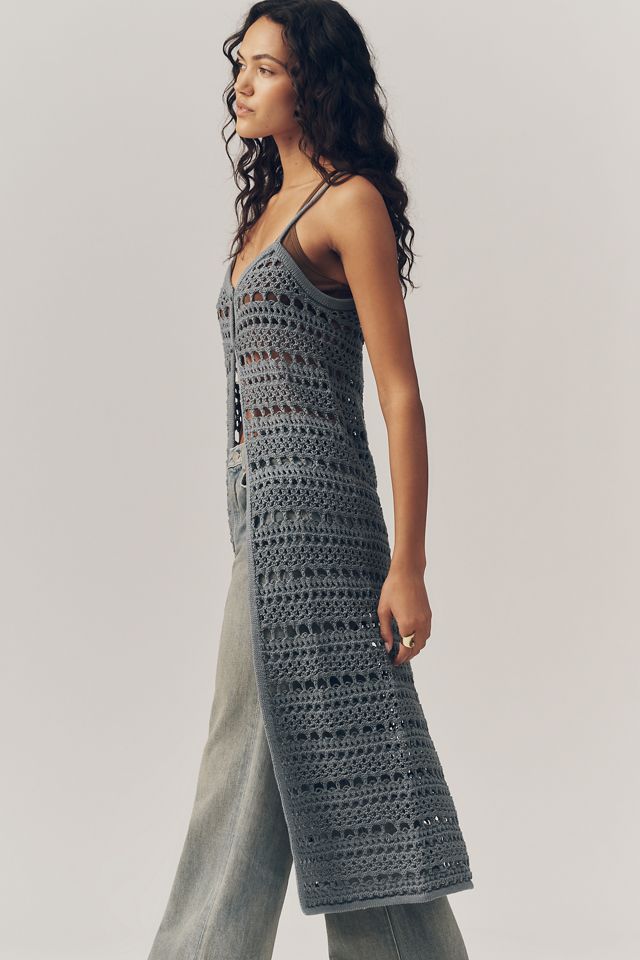 By Anthropologie Longline Stitched Sleeveless Cardigan #3