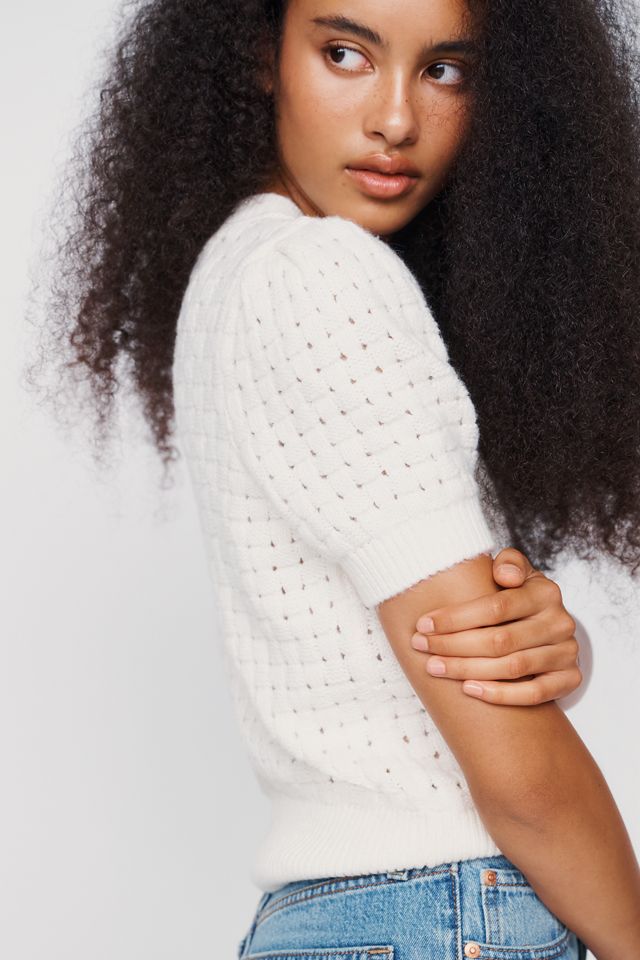 By Anthropologie Textured Puff-Sleeve Sweater #1