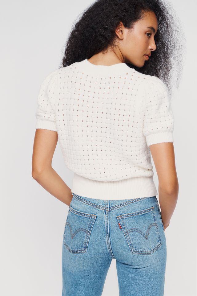 By Anthropologie Textured Puff-Sleeve Sweater #3