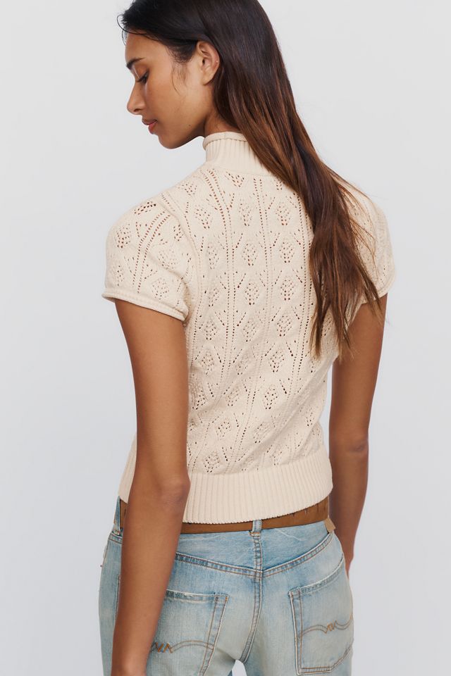 By Anthropologie Pointelle Short-Sleeve Sweater #1