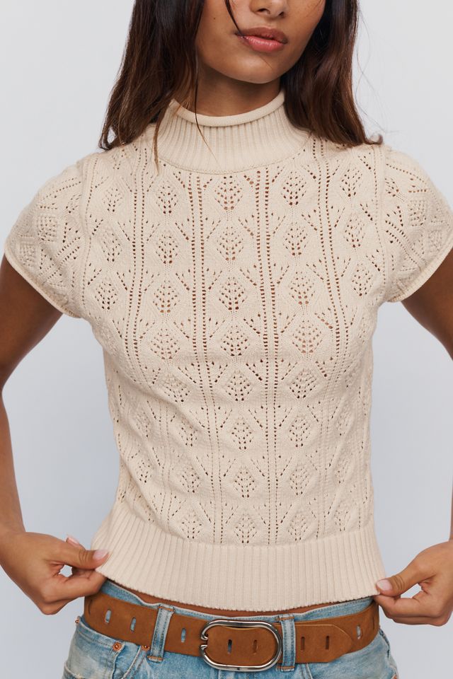 By Anthropologie Pointelle Short-Sleeve Sweater #2