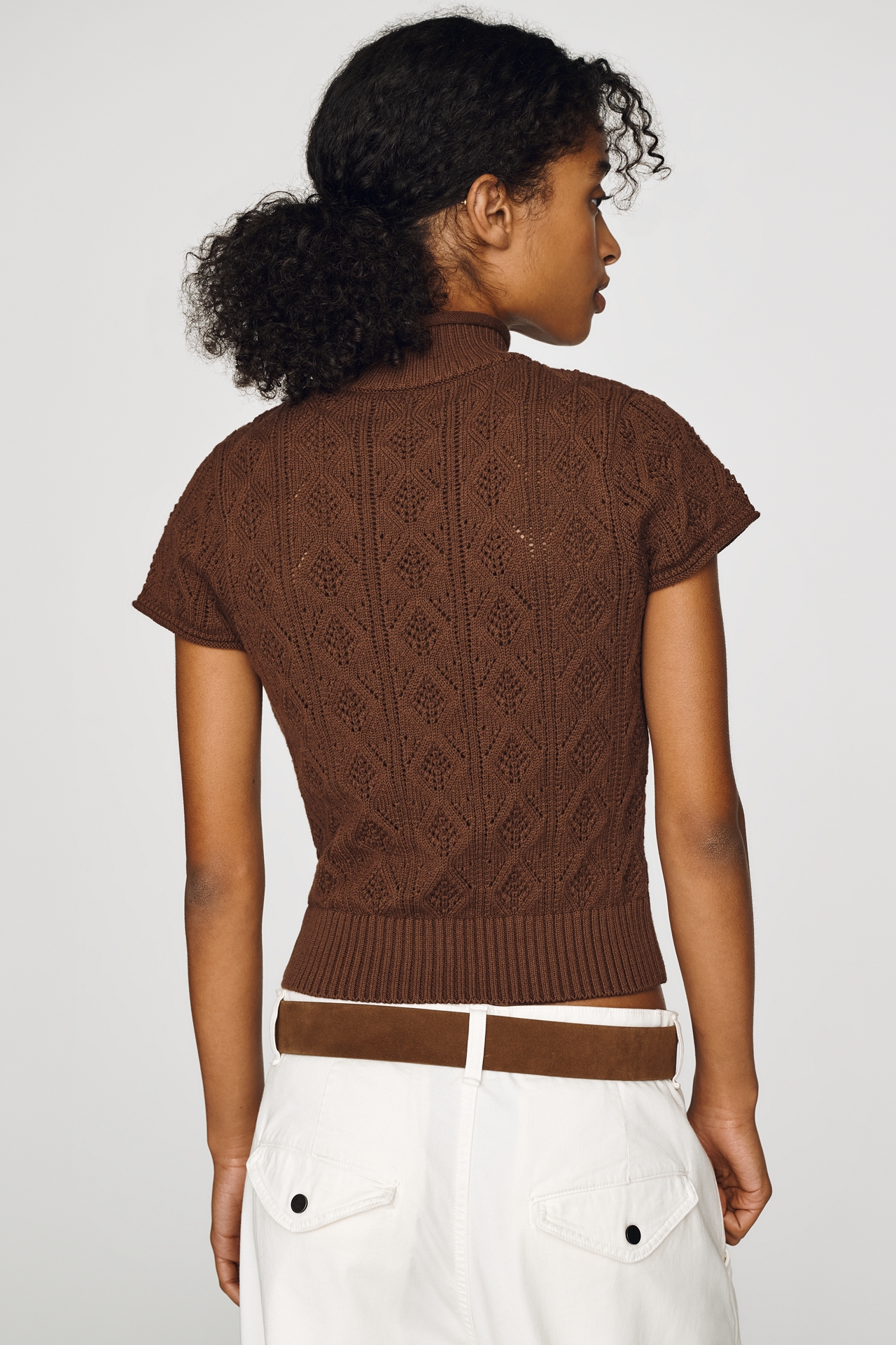 By Anthropologie Short-Sleeve Cable Sweater