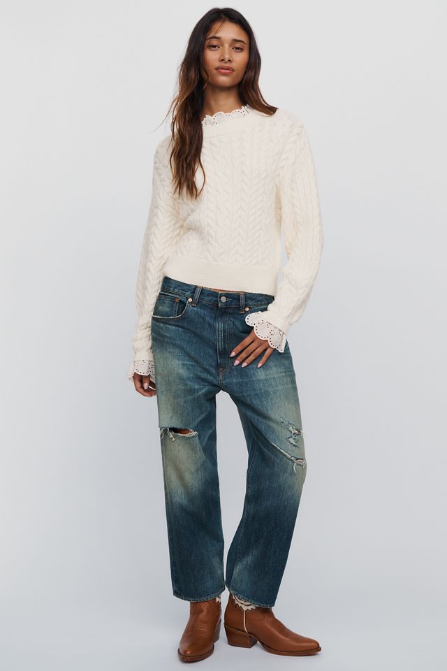 By Anthropologie Cable Knit Ruffle Sweater #3