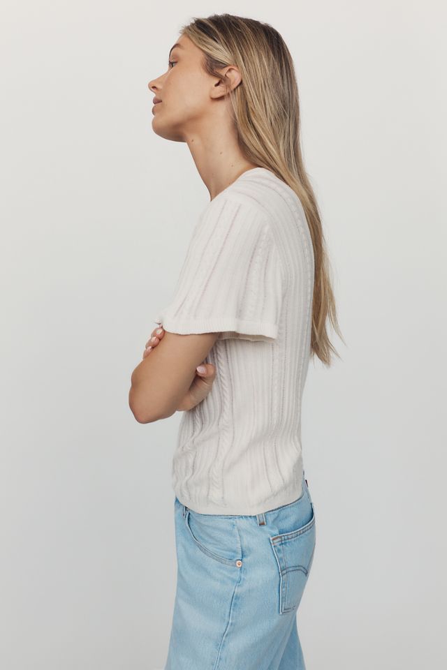 By Anthropologie Short-Sleeve Cable Knit Sweater #3
