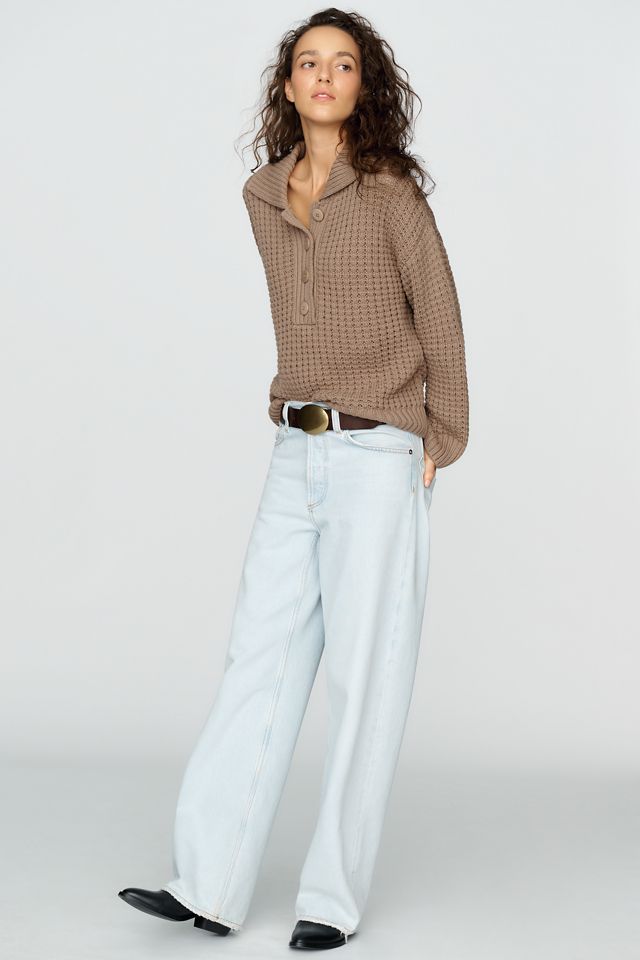 Pilcro Cotton Blend Waffle Knit Henley Sweater #3
