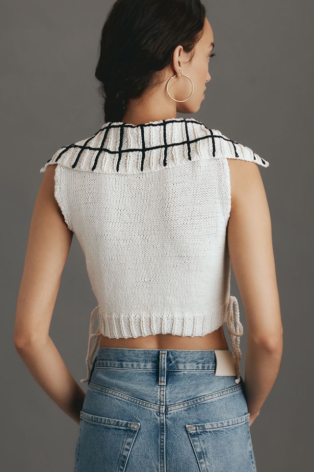 Mandinga Embroidered 3D Flower Sleeveless Cardigan Sweater #1