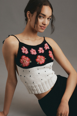 Mandinga Maggie Flower Icon Open-back Knit Tank Top